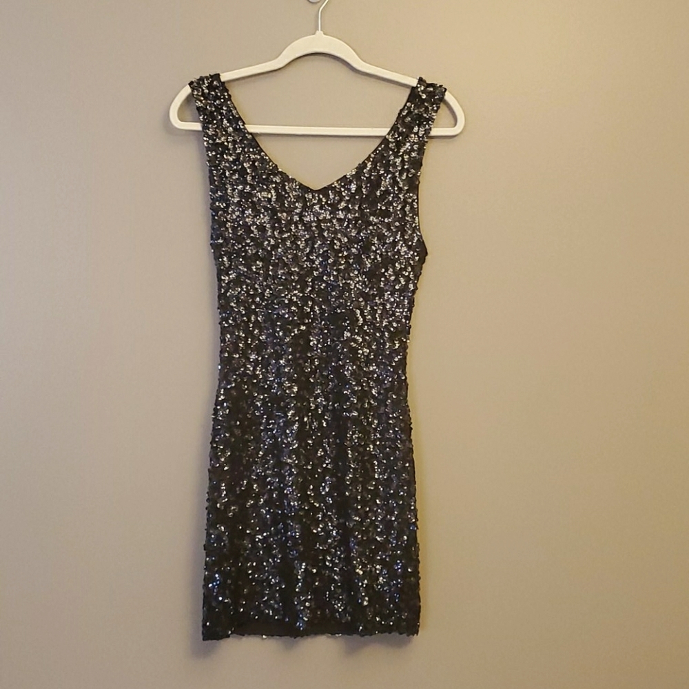 Black sequence party new years dress size large